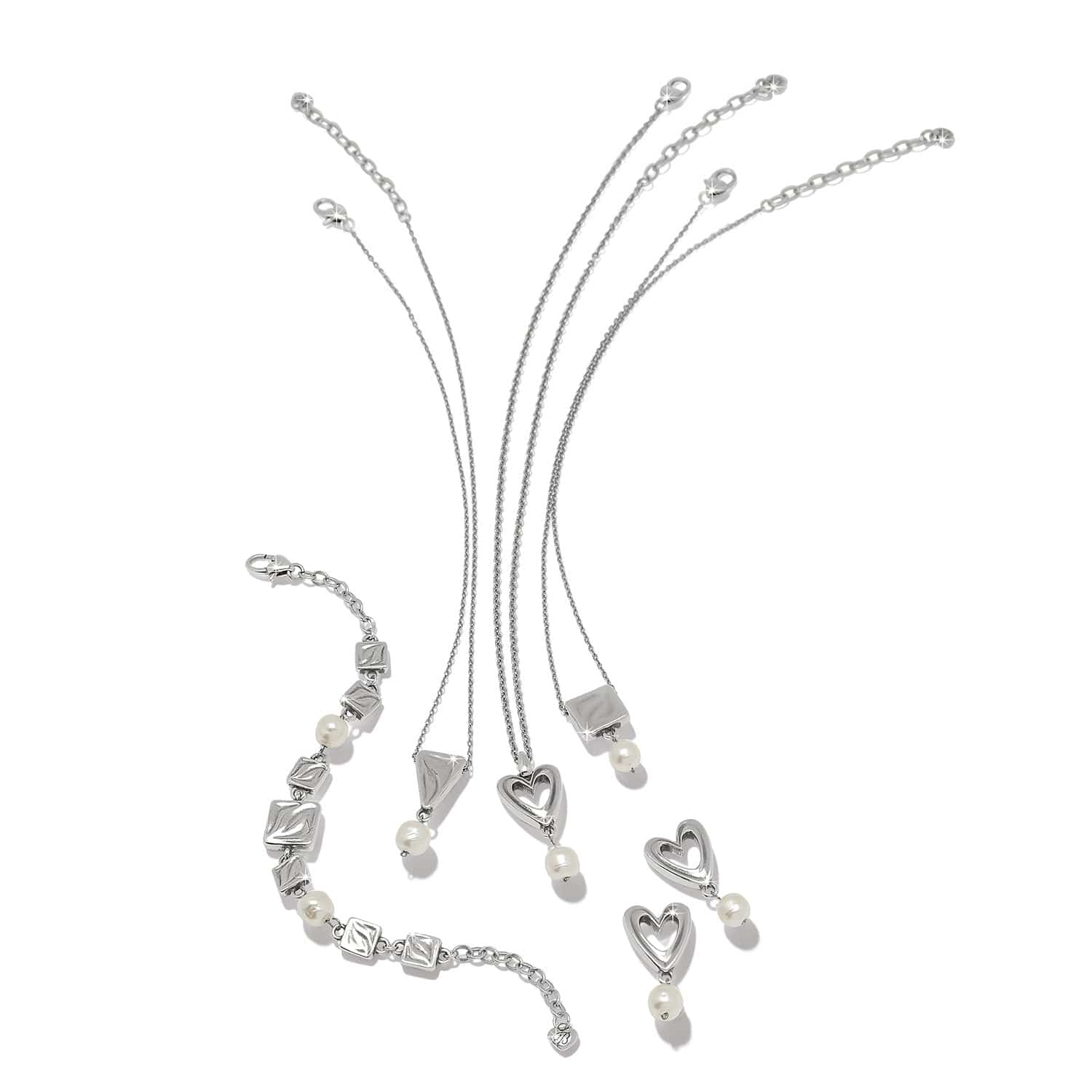 Cascade Open Heart Pearl Post Drop Earrings - Image 4