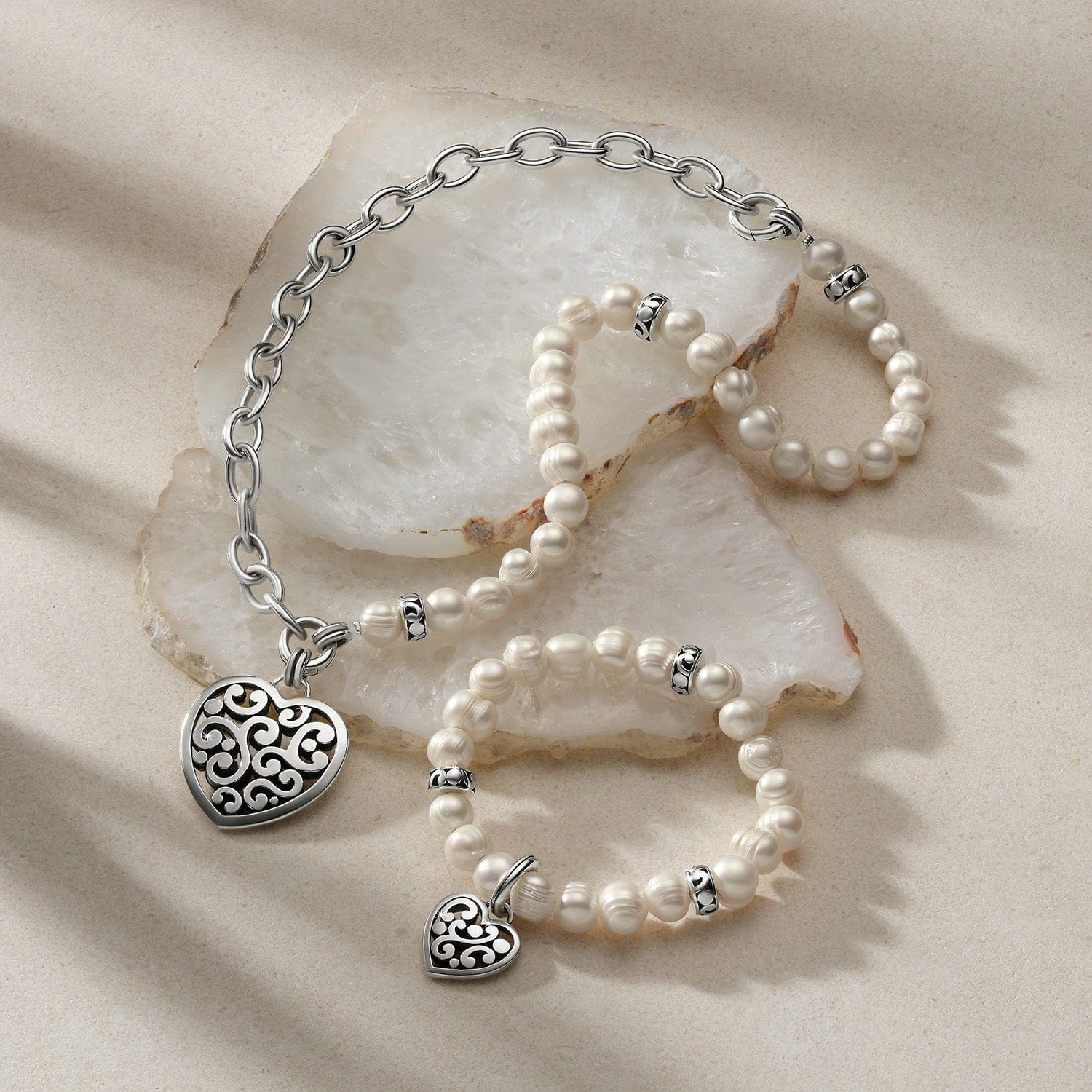 Contempo Heart Pearl Charm Necklace - Image 4