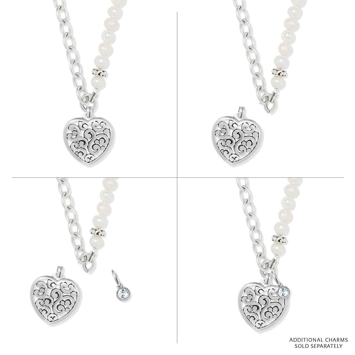 Contempo Heart Pearl Charm Necklace - Image 5