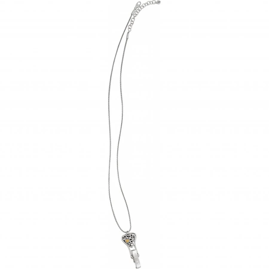 Floating Heart Badge Clip Necklace - Image 3