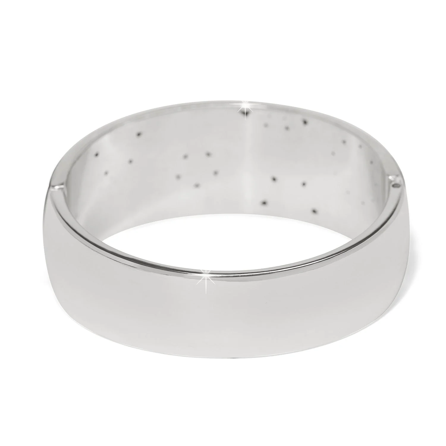 Flora Black Wide Hinged Bangle Bracelet - Image 2