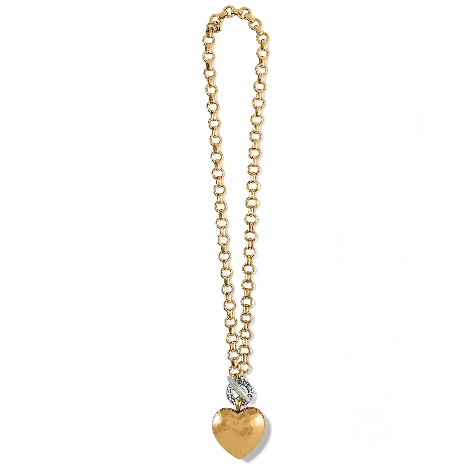 Inner Circle Two Tone Heart Toggle Necklace - Image 2