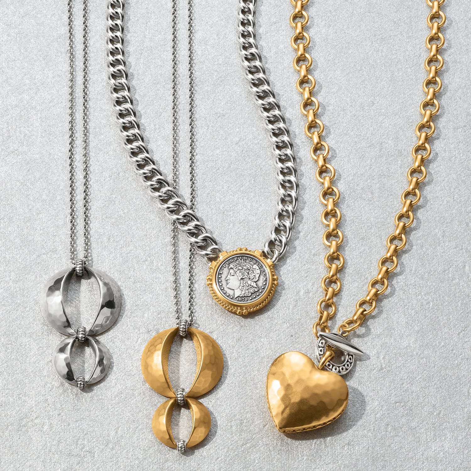 Inner Circle Two Tone Heart Toggle Necklace - Image 3