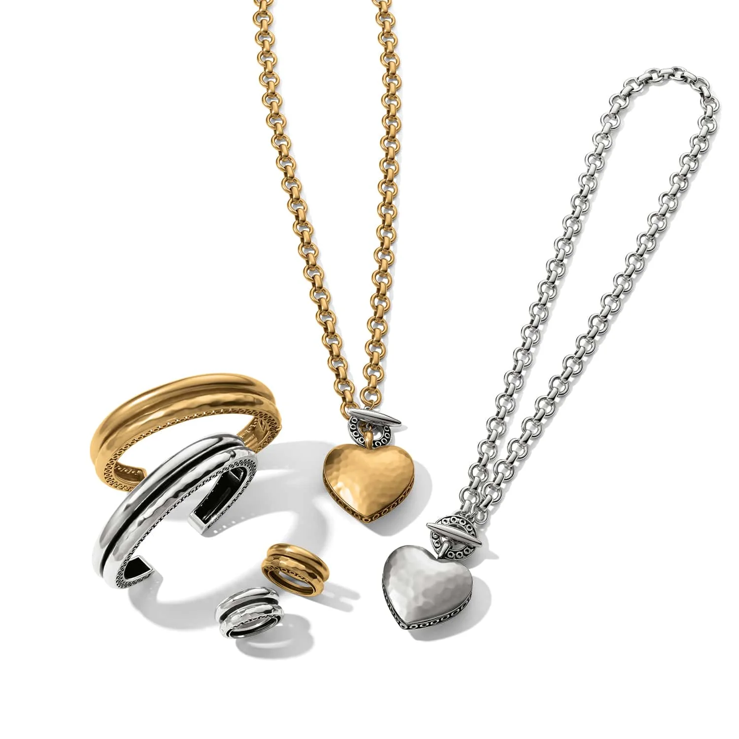 Inner Circle Two Tone Heart Toggle Necklace - Image 9
