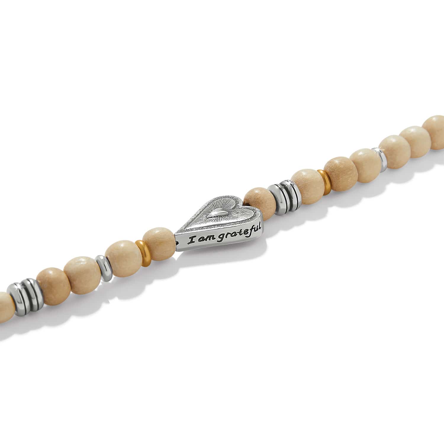 Love Messages I Am Grateful Wood Long Necklace - Image 3
