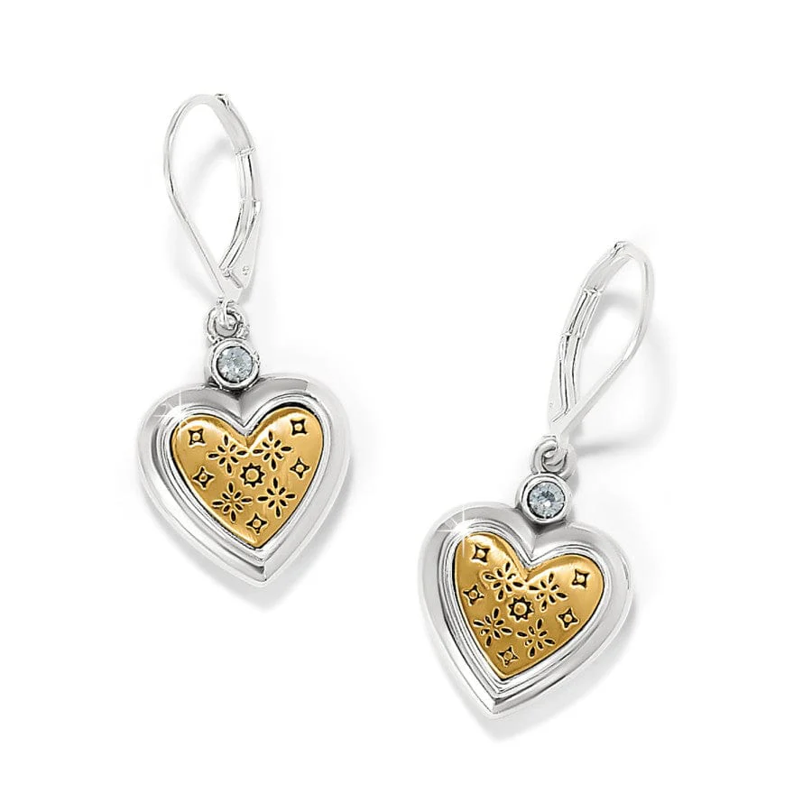 Mosaic Heart Two Tone  Leverback Earrings - Image 3