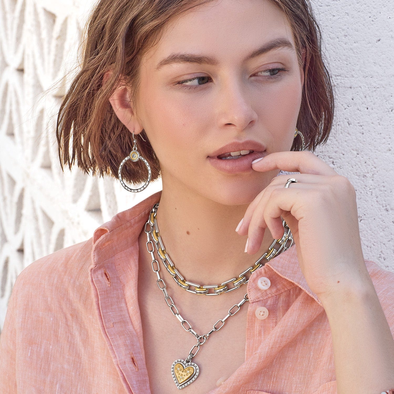 Mosaic Heart Two Tone Necklace - Image 6
