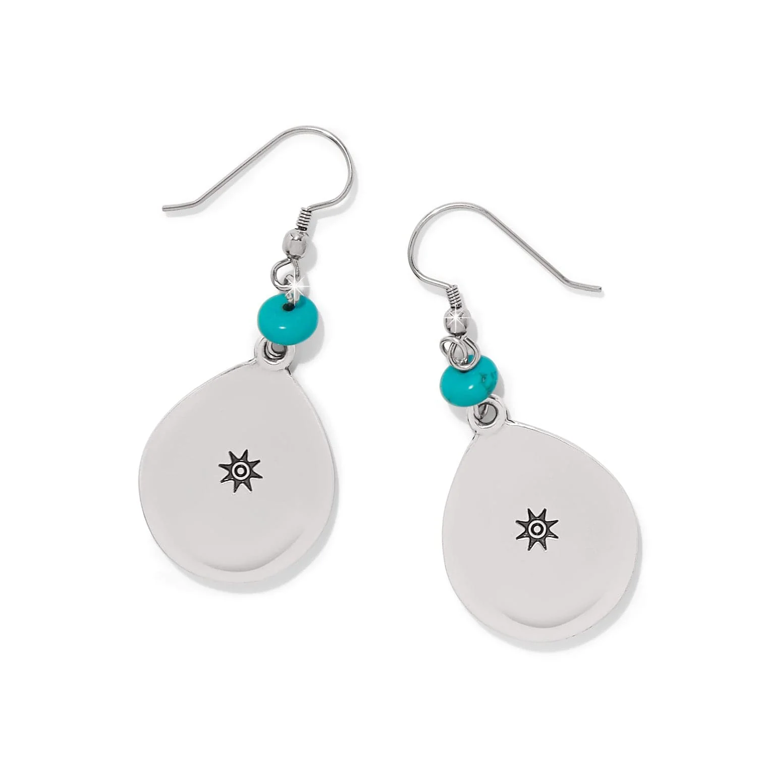 Mosaic Turquoise Teardrop French Wire Earrings - Image 2