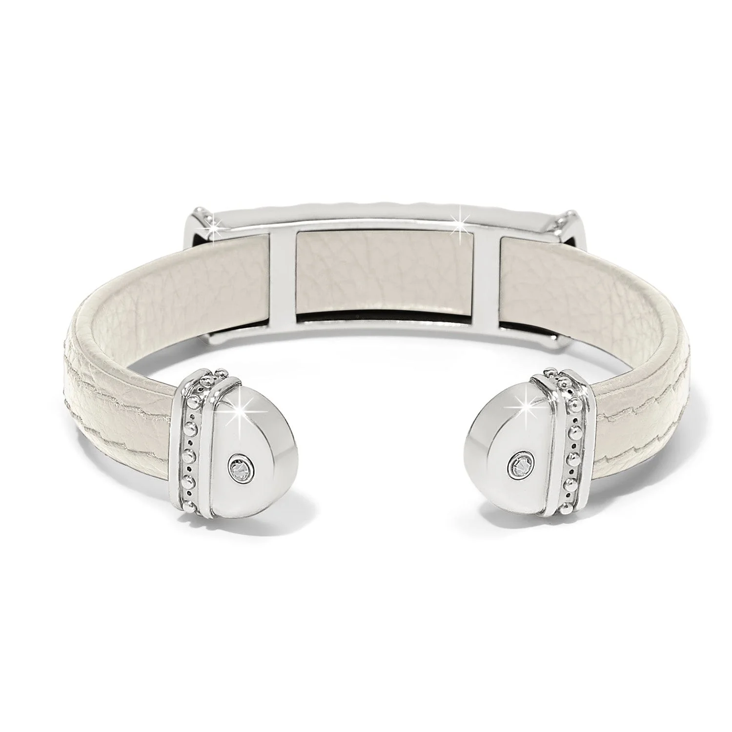 Mosaic Two Tone Leather Bar Cuff Bracelet - Image 2