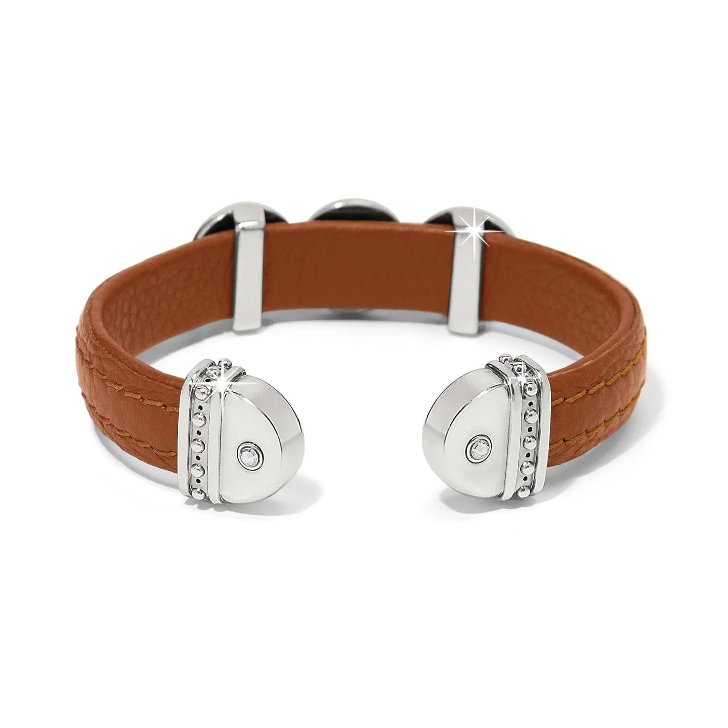 Mosaic Two Tone Leather Disc Cuff Bracelet - Image 2