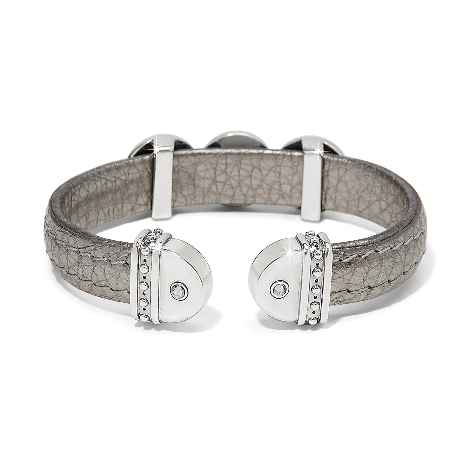 Mosaic Two Tone Leather Disc Cuff Bracelet - Image 4