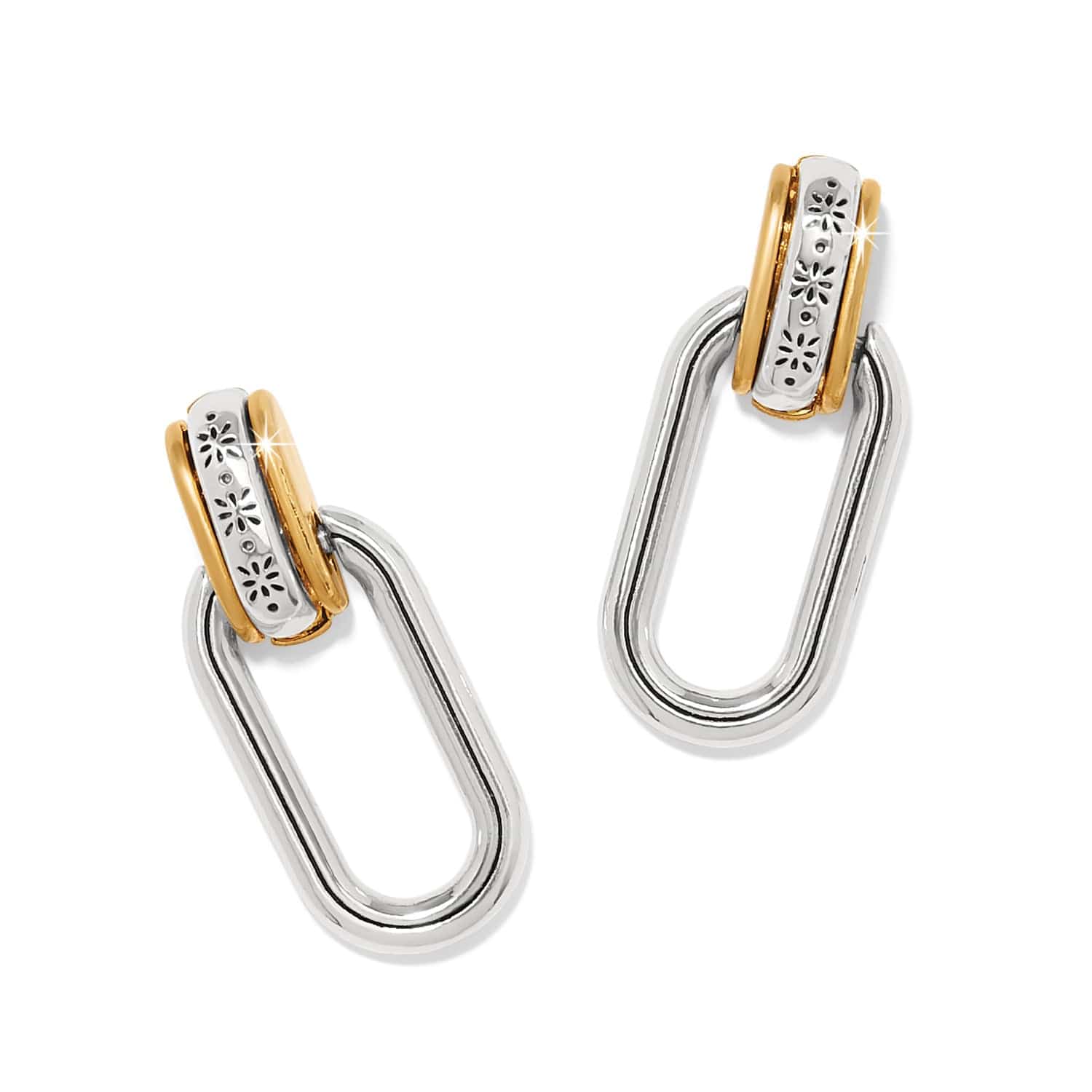 Mosaic Two Tone Post Drop Earrings - Image 2