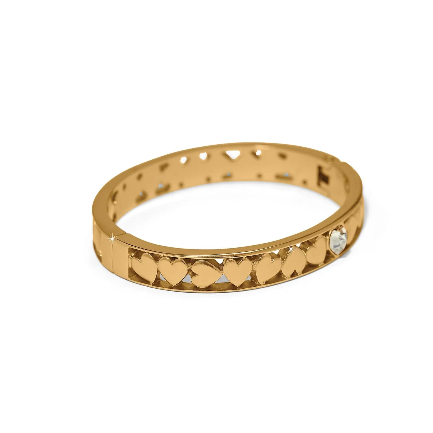 Mystery Of Love Golden Heart Hinged Bangle - Image 3