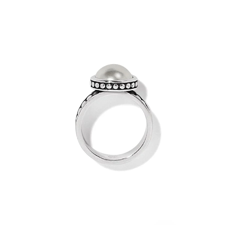 Pebble Dot Pearl Wide Band Ring - Image 2