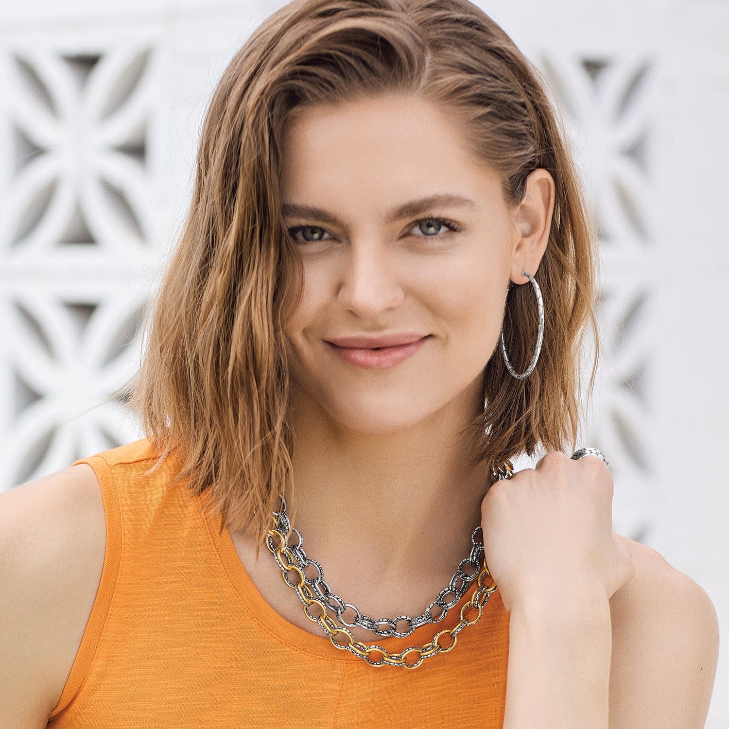 Pebble Link Two Tone Necklace - Image 4