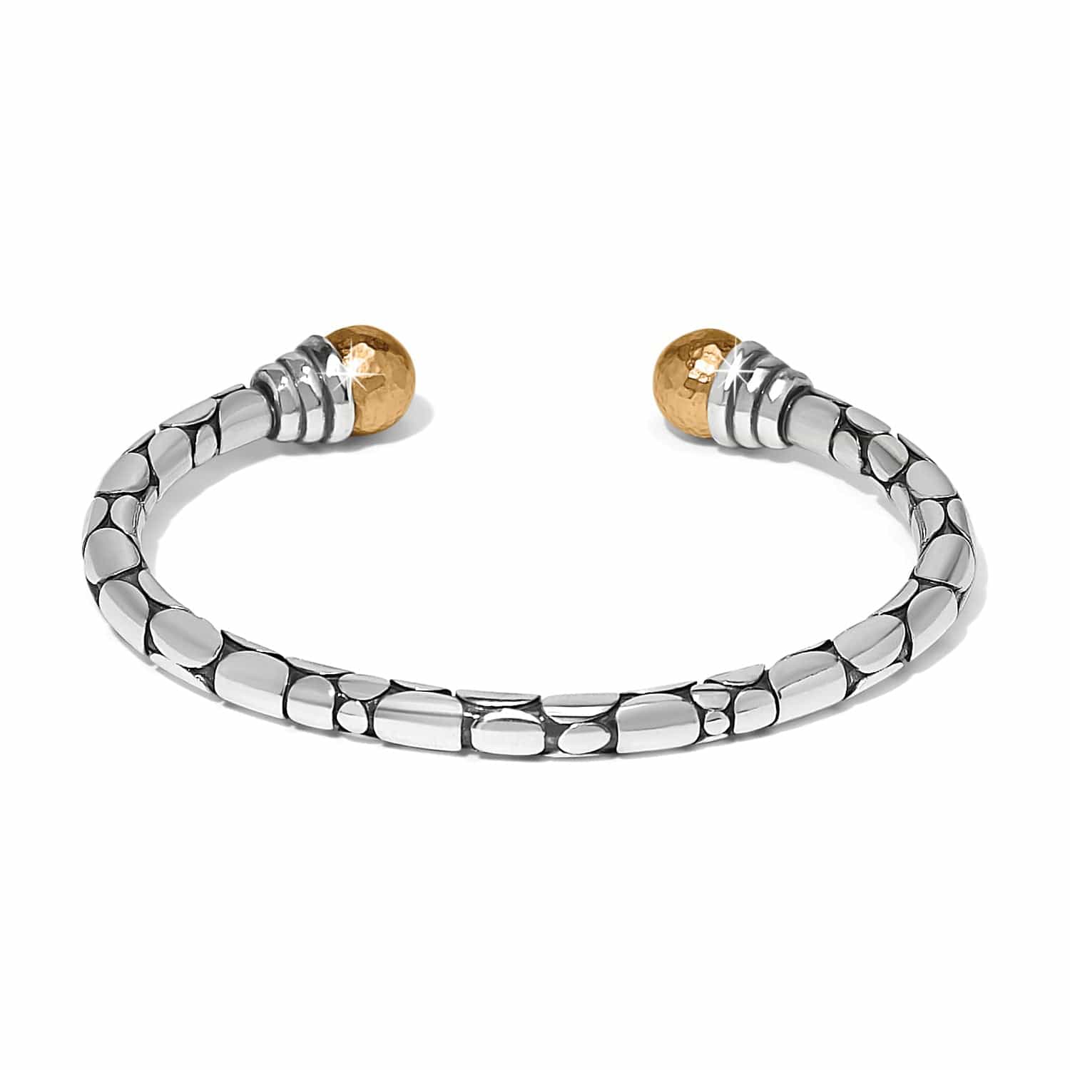 Pebble Link Two Tone Open Flex Cuff Bracelet - Image 2