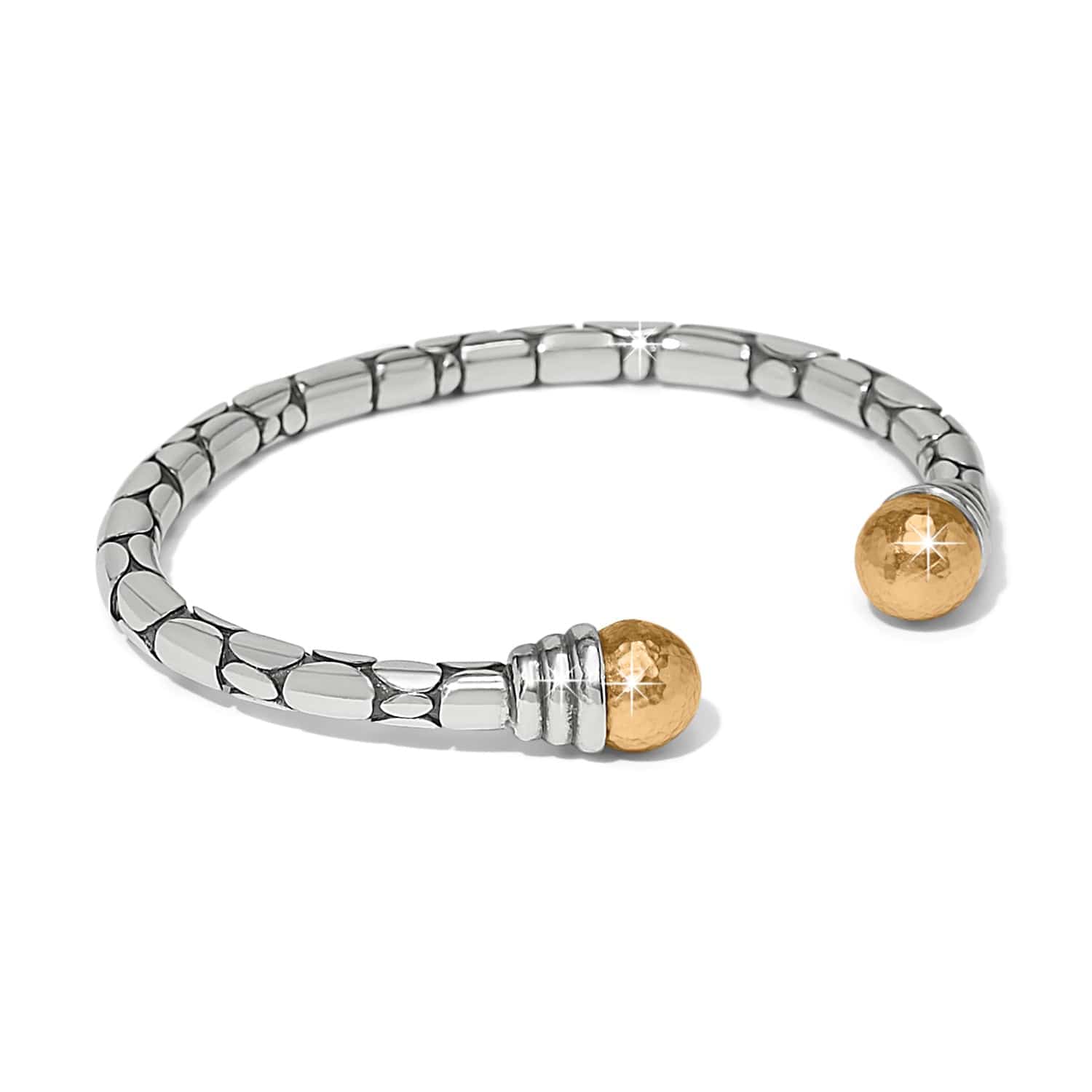 Pebble Link Two Tone Open Flex Cuff Bracelet - Image 3