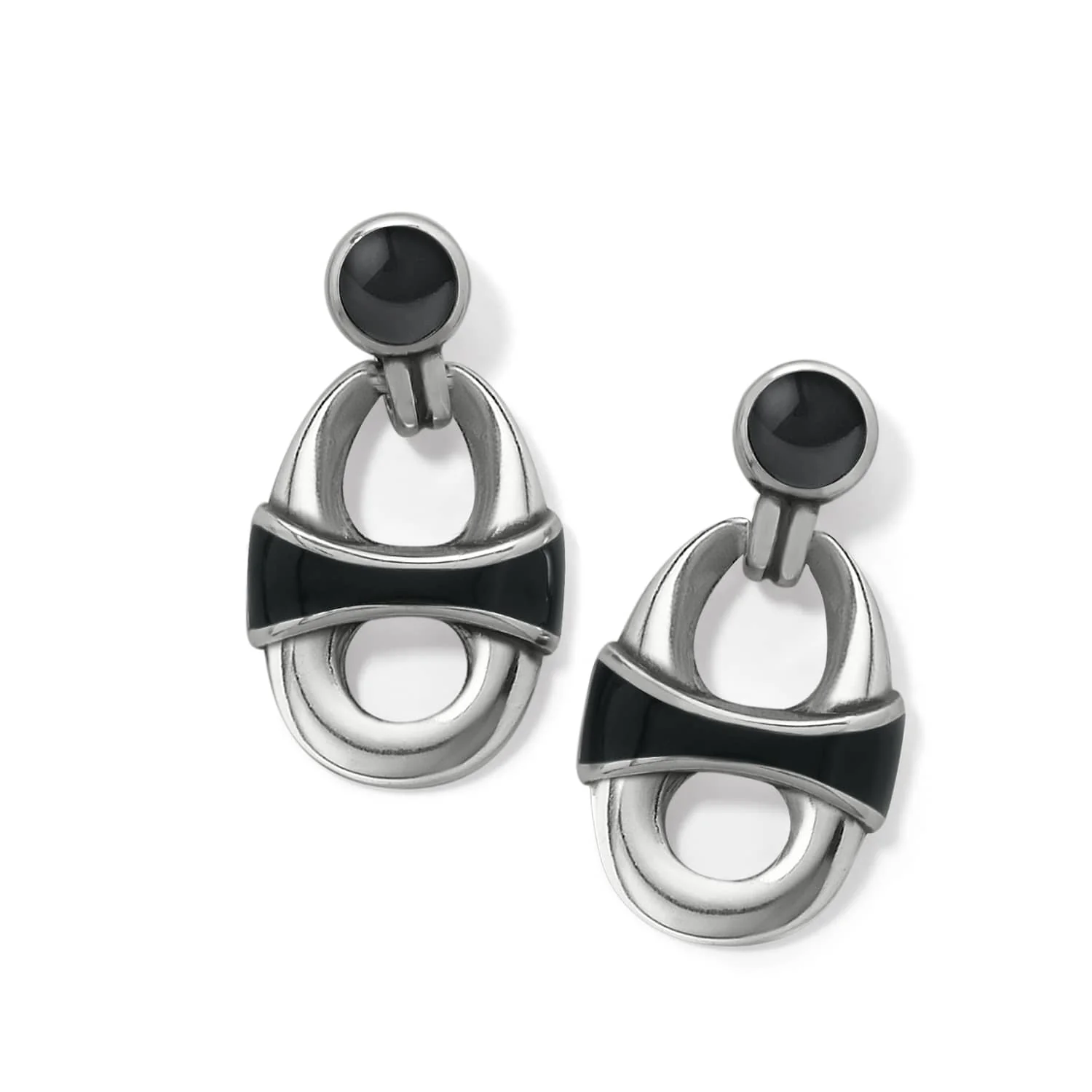 Portofino Link Black Drop Post Earrings