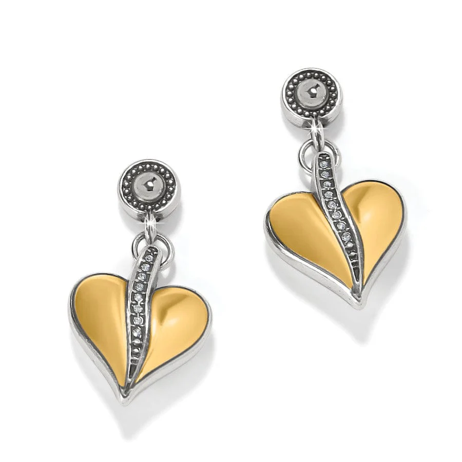 Precious Heart Two Tone Post Drop  Earrings - Image 2