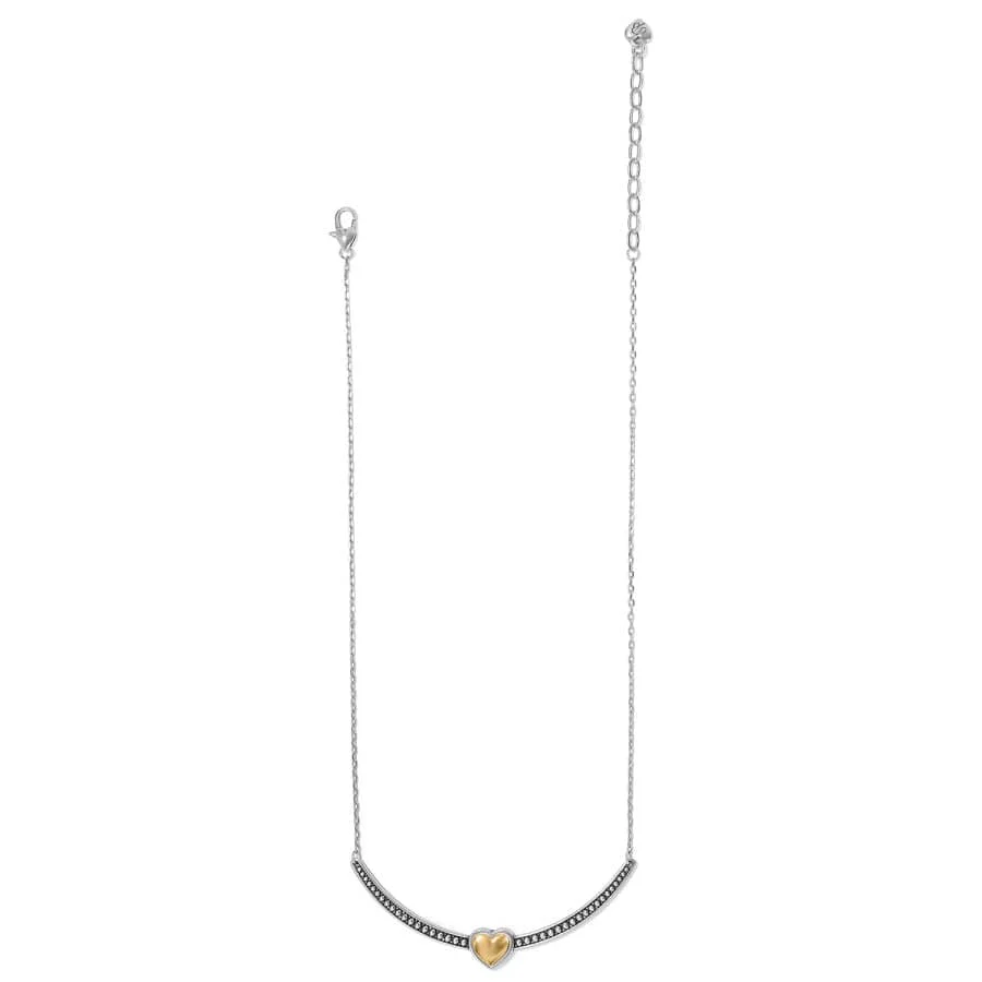 Pretty Tough Bold Two Tone Heart Bar Necklace - Image 2