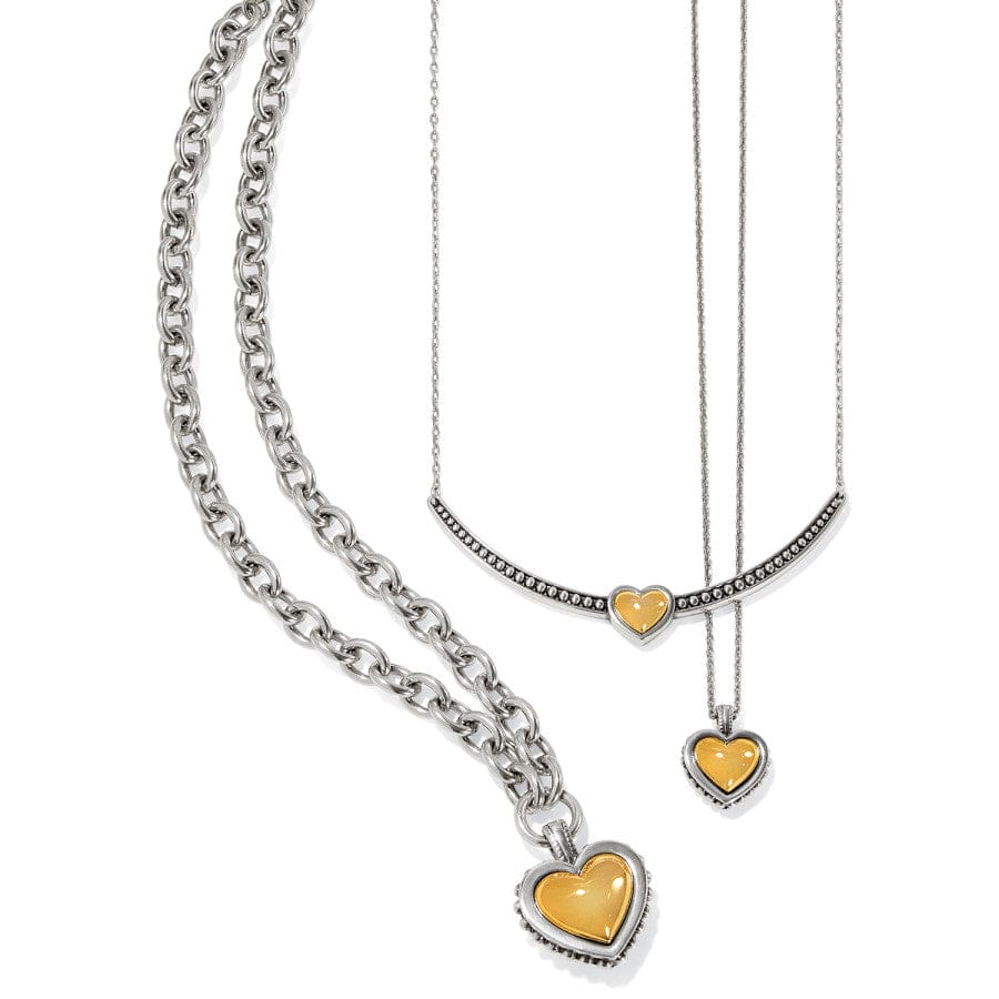 Pretty Tough Bold Two Tone Heart Bar Necklace - Image 3