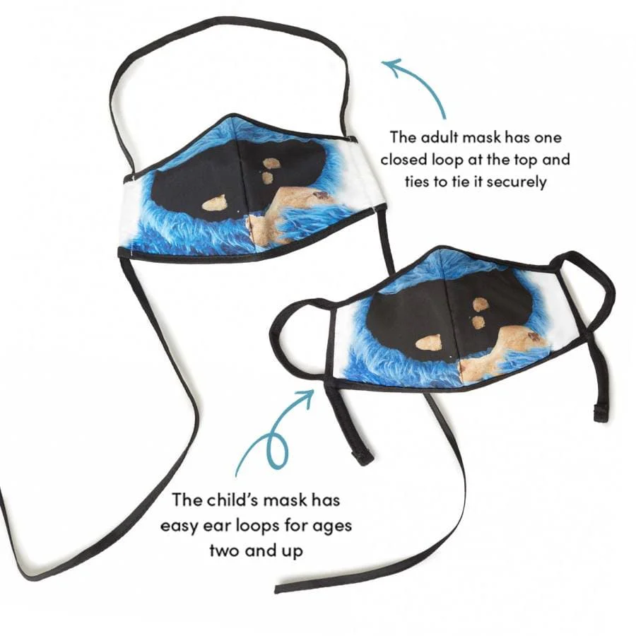 Sesame Street Cookie Monster Adult/Child Face Mask (2 pack) - Image 2